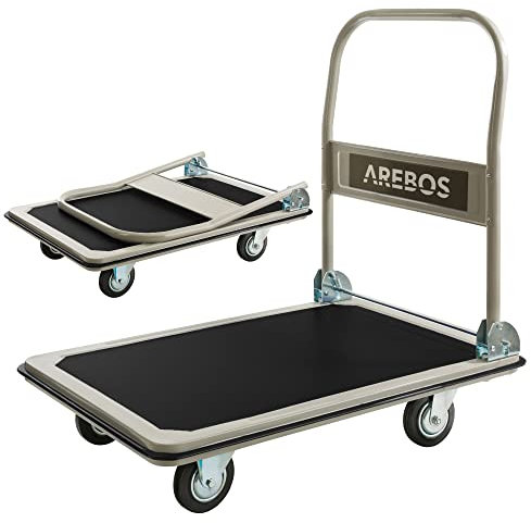 Arebos Chariot à Plateforme Pliable 300 kg
