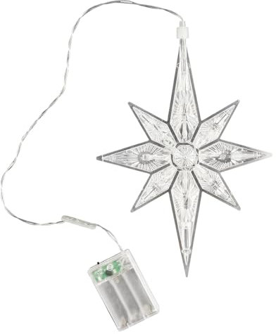 Ideen mit Herz LED-Stern Octa | indoor | 27,5 cm x 19,5 cm | 11 LED-Lämpchen | warmweiß | transparent | mit Timer-Funktion (6 Stunden AN | 18 Stunden AUS) | Fenster-Deko zu Weihnachten