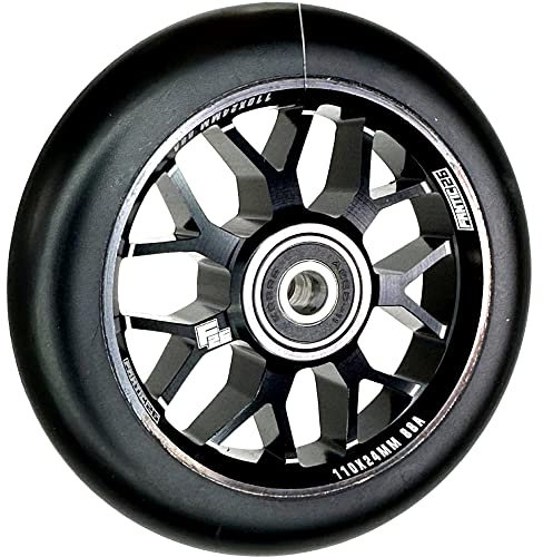 Fantic26 Spy7 Stunt Scooter Rolle I Trick I Tret I Kinder I Roller I Wheel I 110mm I ABEC 11 I Schnell I Leise I Freestyle (Schwarz/Pu Schwarz)