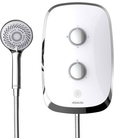 Aqualisa e-Motion Arctic White Electric Shower Digital Display 3 Spray Patterns 9.5KW