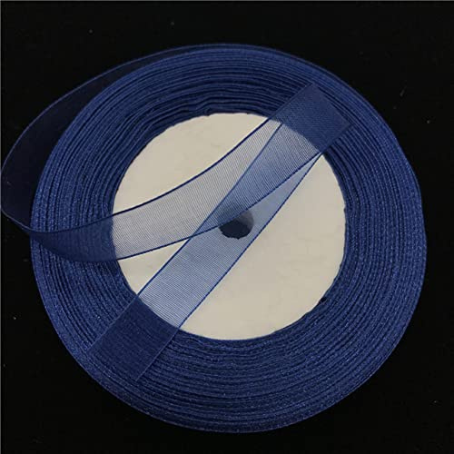 Sömnadsband, band, sömnadsband, satinband, 50 yards 10 mm organzaband for handgjorda bågehantverk bröllop juldekoration Gör-det-själv-kort Presentförpackning (färg: ljusrosa) (Size : Navyblue)