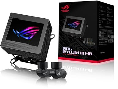 ASUS ROG RYUJIN III WB CPU Water Block Intel LGA 1700, 1200, 115X, AMD Socket AM4, AM5 Asetek Copper Cold Plate Black, 178 Micro-Cooling, 3.5 Color LCD Display, Integrated VRM Fan, ROG Fittings