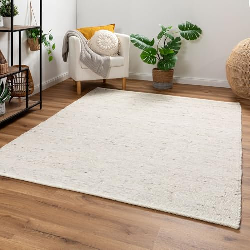 Steffensmeier Handweb Teppich Paros | gewalkte Schurwolle | Natur, handgewebt, Größe: 240x240 cm