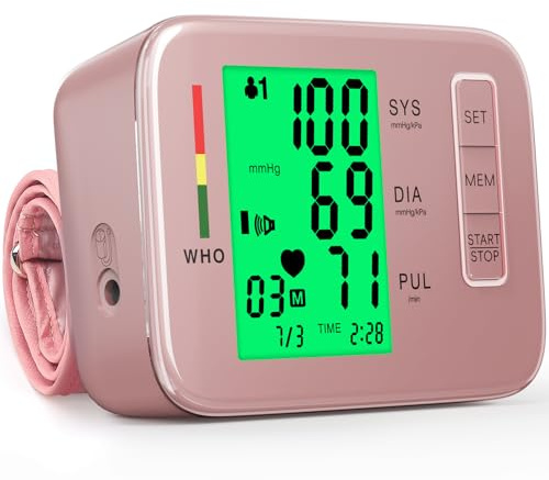 Blood Pressure Monitor,Pink Blood Pressure Machine Bp Cuff Automatic Upper Arm with 8.7”-16.5 inches Adjustable Automatic High Blood Pressure Cuff for Home Use 2 x 90 Sets Memory (Pink BP Cuff)