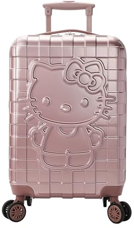 Bioworld Hello Kitty Character Print Pink Plaid 20 Adult Hardside Carry-on Rolling Luggage