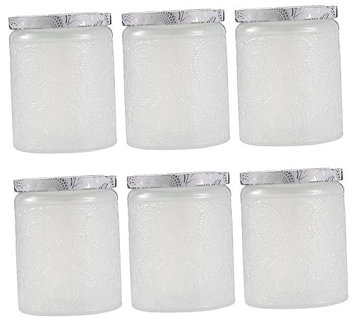 Angoily 6 Pezzi Tazza Di Vuoto Contenitori Barattoli Di Candele Per Soia Muratore Barattolo Di a Bocca Normale Kit Fabbricazione Colorato Piccolo Bandesitte Bianca Bicchiere
