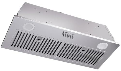AMZCHEF 30 Inch Range Hood Insert 1000 CFM Built-in Kitchen Vent Hood Stainless Steel Ducted/Ductless Convertible Exhaust Hood with Button Control, LED Lights for Kitchen Ventilation
