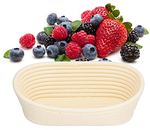 Cesto a Prova di Pane, Cestino Fatti a Corpulento a Lievito a Lievitazione Rotondo Lavabile Ovale per Pane in Plastica per Cucina Domestici (25 * 15 * 8cm)