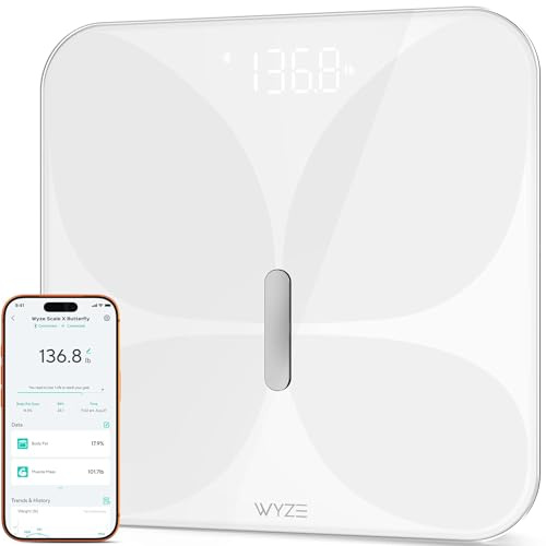 Wyze Smart Bathroom Scale, Bluetooth, 400 lbs, White