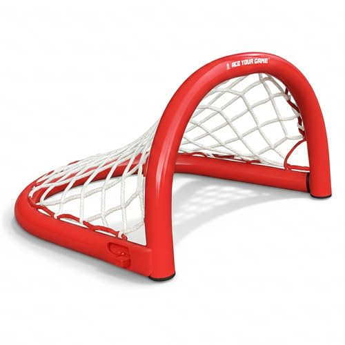 Ace Hockey Sniper Goal 12” Mini Metal Hockey Goal with Heavy-Duty Net – Foldable Steel Frame Precision Shooting Target – Compact Portable Goal for On-Ice, Street & Roller Hockey Training