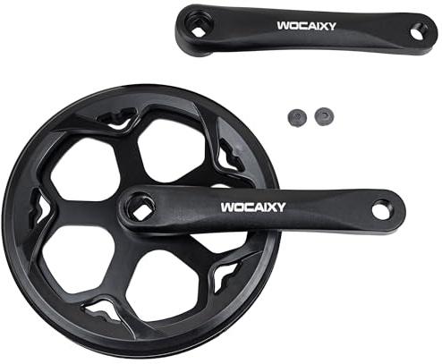 Wocaixy Bicycle Crankset 6 7 8 Speed 48T 52T with Double Chain Cover Square Crank Set Aluminium Alloy 170MM Crank Arm for Mountain Folding Bike 1 Piece