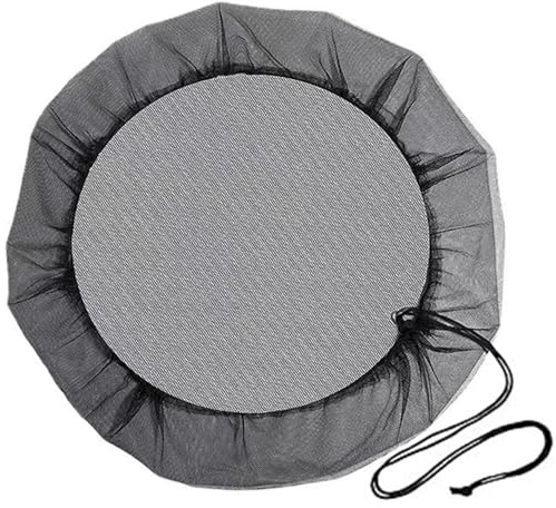 Cubierta de malla para barril de lluvia Red de cubierta de barril de lluvia resistente a desgarros de 47 pulgadas con cordón Red de tope para exteriores para mantener las hojas y los escombros afuera