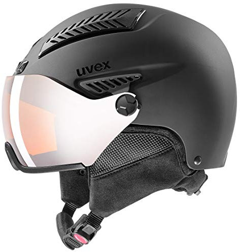 uvex hlmt 600 Visor - robuster Skihelm für Damen und Herren - individuelle Größenanpassung - mit Visier - Black matt - 55-57 cm