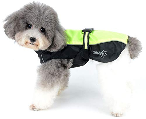 Zunea Chubasqueros para Perros Pequeños Impermeable Reflectante Chaleco Ligero con Forro de Malla Transpirable Chaqueta de Seguridad para Lluvia Resistente al Viento Ropa para Cachorros Verde S