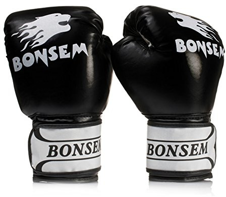 Aigend Boxhandschuhe, Trainingshandschuhe Vollfinger-Boxhandschuhe Schlaghandschuhe für Kickboxen, Fitnessstudio-Arbeit(schwarz)
