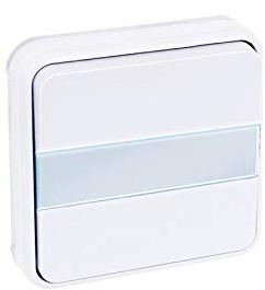 Bouton poussoir avec porte étiquette lumineux Oxxo - 1 poste - 10A - Blanc
