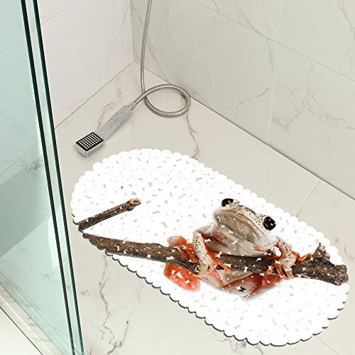 Jaeknxcg Badewanneneinlage rutschfest Badematten für Wanne Duschmatte mit Abflusslöchern Saugnäpfe Maschinenwaschbar 35X70CM Frosch