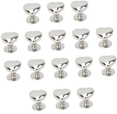 Milisten 20Pcs Metall Herz Geformt Nieten Bolzen Leder Nieten Snaps Doppel Cap Nieten Schraube Zurück Nieten für Leder Taschen Handwerk (Silber)