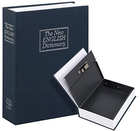 KYODOLED 10.5Inch Diversion Book Safe with Combination Lock, Extra Large Safe Secret Hidden Metal Lock Box,Money Hiding Box,Collection Box,10.5 x 7.8 x 2.6 Navy Blue Extra Large