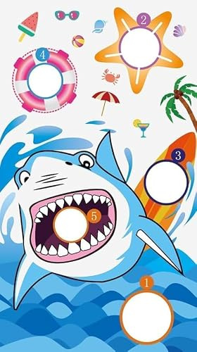 Tema dell'Oceano degli Squali Giochi di Lancio,Festa di Compleanno Animali dell'Oceano Toss Giochi di Imposta per Bambini e Adulti attività Decorazioni,con 3 Sacchetto di Fagioli