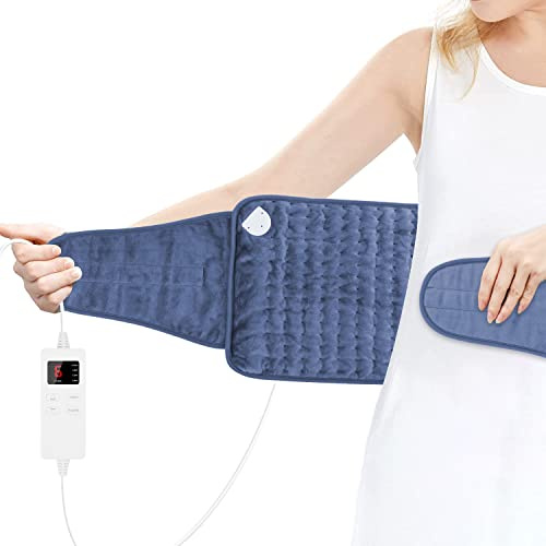 ZWOOS Almohadilla eléctrica 120x30cm, Almohadilla eléctrica con desconexión automática y protección contra el sobrecalentamiento, 6 temperatura, 4 ajustes de tiempo, Lavable a máquina (Azul)