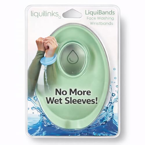 LiquiBands Face Washing Wristbands – No More Wet Sleeves - Silicone Spa Bands to Catch Water Drips – Travel Accessory, Esthetician Essential, & Teen Gift for Skincare Routine (Sage Green, 1 Pair)