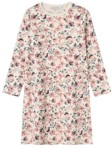 NAME IT Mädchen Nkfnightgown Ls Nostalgia Flower Noos, Peyote Melange, 146-152