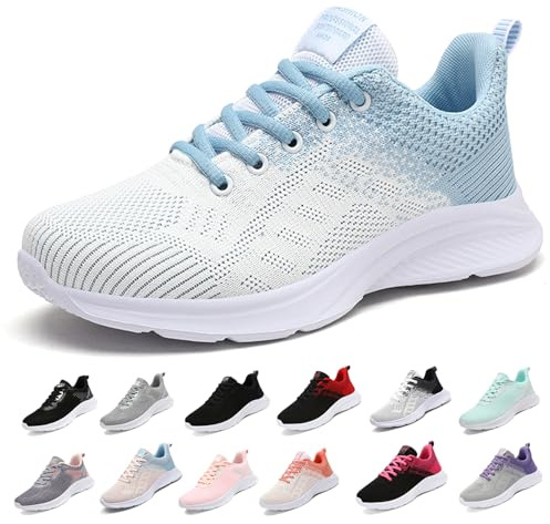MIDQCGL Uomo Donna Scarpe Sportive Donna Scarpe da Ginnastica Corsa Sportive Fitness Running Sneakers Scarpe Basse Casual Walking Trainers 626 White Blue 35EU
