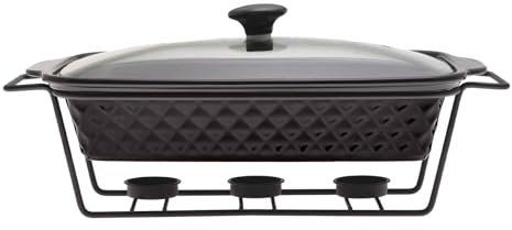 4BIG.fun Chauffe-plat en céramique 2 l - Chafing Dish Buffet - Chauffe-plat en céramique - Récipient de maintien au chaud