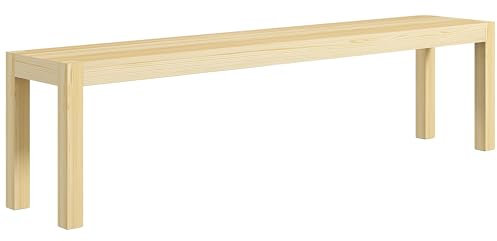 HOMCOM Sitzbank 3-Sitzer Holzbank Essbank bis 330 kg belastbar Küchenbank im Landhaus Design Esszimmerbank Sitzbänke für Flur Eingang Küche Esszimmer Holz 175 x 33 x 45 cm, Natur