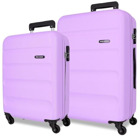 Roll Road Flex Juego de Maletas Morado 55/65 cms Rígida ABS Cierre de combinación Lateral 91L 5,58 kgs 7 Ruedas Equipaje Mano