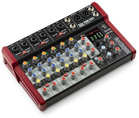 Power Dynamics PDM-Y801 8-Kanal Audio Mixer High Quality Mischpult Bluetooth, 48V Phantom Power, Soundboard PC, USB MP3 Audiomischpult Studio, Aufnahmen, 99 DSP Effekte, 24bit, 48kHz, Klinke, XLRY