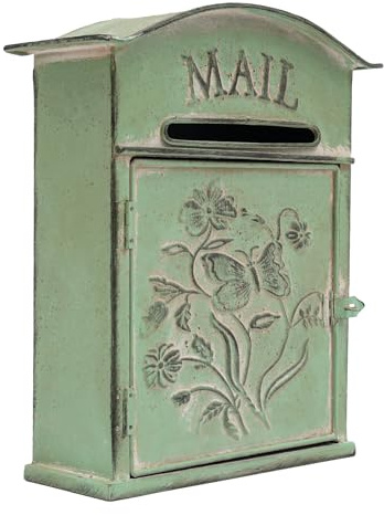 Buzón de pared rústico, caja para periódicos con dos ganchos, para exteriores, adecuado para colgar en la mayoría de las paredes, cobertizos o garajes (verde)