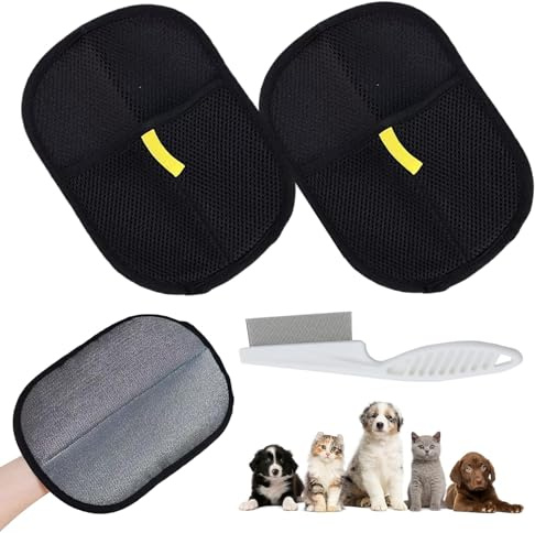 SPHERETRON 2 Stück Tierhaarentferner Handschuh Pet Hair Remover Katzen Handschuhe Fellpflege Katzenhandschuh Hundebürste Kurzhaar für Tierhaarentferner Kleidung Haustier für Hund und Katze