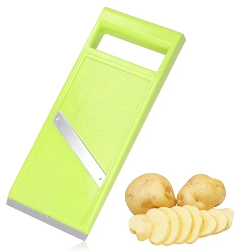 FUG Vegetable Slicer, Stainless Steel Handheld Food Slicers, Manual Kitchen Tools for Cucumber, Potato, Onion, Fruit (Green)