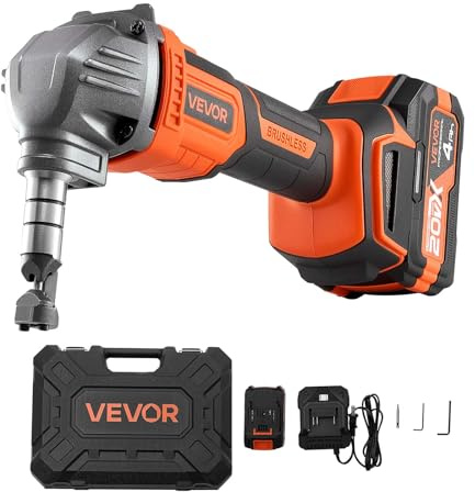 VEVOR Cordless Metal Nibbler, with 20 V 4000 mAh Battery, 2200 RPM Efficient Brushless Motor, Electric Nibbler Metal Cutter with Plastic Carrying Case for Cutting Steel Sheet and Aluminum Sheet