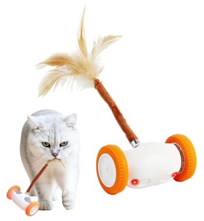 Ruhnjyg Giocattolo interattivo per gatti, giocattolo elettrico intelligente per gatti con prevenzione intelligente degli ostacoli e coda colorata, giocattolo ricaricabile per gatti adulti e gattini