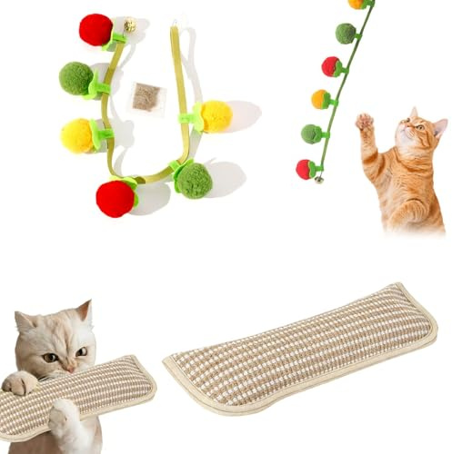 yolzhxe Jouet Herbe a Chat, Grand Jute Coussin Herbe à Chat, Interactif Jute Jouets pour Chats, Cat Toy avec Catnip pour Chats Chaton à Mâcher et Jouer