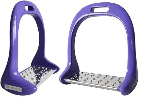 CYMMIYT Säkerhetsstigbygel, 1 par pedalutrustning, häststigbygel, halkskydd, ridsäkerhet, aluminiumlegering ridsteg, lätta utomhussporter, (lila)
