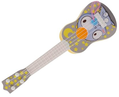 Sonew Giocattolo di Ukulele di Simulazione di Cartoni Animati - Strumento Musicale Portatile a 4 Corde per Bambini (Giallastro)