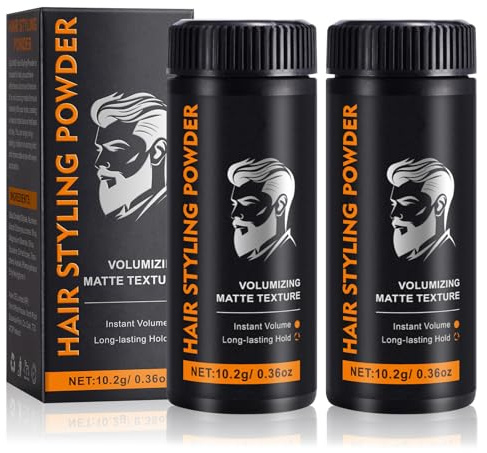 2 Pezzi Polvere Volumizzante Capelli Uomo, Cera in Polvere per Capelli Uomo, Texture Powder, Polvere per Styling Capelli, Facile da Applicare, Tenuta a Lunga Durata, Effetto Opaco