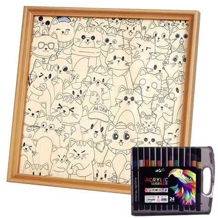 Juego de rompecabezas para colorear, gatos de madera, con forma de corte láser de precisión para crear un marco de fotos para decoraciones y regalos del hogar, rompecabezas de madera, regalo