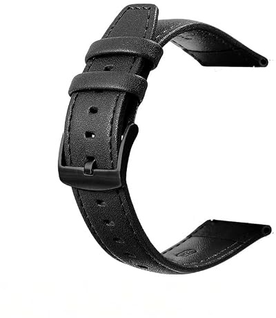 Bracelet Montre 22mm Cuir Superieur Boucle Noire Degagement Rapide | Remplacement homme femme, compatible connectee traditionnelle, souple Practical, ardillon securise, noir classique elegant
