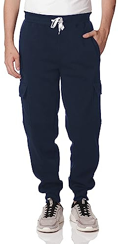 Southpole Men's Active Fleece Cargo Jogger Pants Pantalon de survêtement, Bleu Marine, 3XL Homme