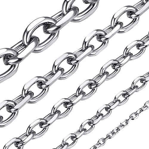 ChainsHouse Damen Halskette Edelstahl Ankerkette Silber Choker Rolo Kette 7mm für Frauen Gliederkette ohne Anhänger Damen Collier Rolokette 46cm O-Kette Ersatzkette Halsreif Modeschmuck für Ehefrau