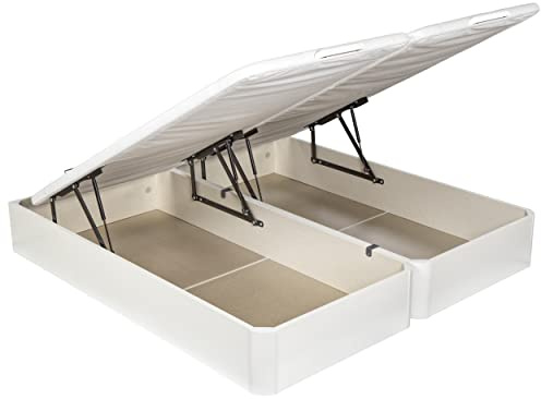 What The Sleep | Canapé Abatible de Madera Gran Capacidad | 180x190 | 2 Canapés Abatibles 90x190 Unidos | Montaje y Retirada Usado Incluido | Blanco | 32 cm | Apto Todos Colchones | Storage Bed
