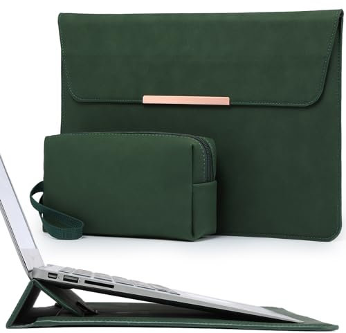 HYZUO 15-16 Zoll Laptophülle Laptop Hülle Tasche mit Standfunktion für MacBook Pro 16 M4/M3/M2/M1 Pro/Max 2025-2019, MacBook Pro 15 2015-2012, XPS 15, HP Envy 15,6, Mitternachtsgrün(Smiley)
