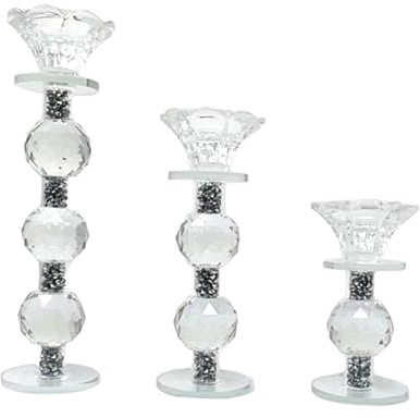 Set di 3 portacandele in vetro cristallo Lotus romany con petali appesi, candelabro vintage, centrotavola da tavolo, decorazione per la casa, soggiorno, camera da letto, compleanno, festa di Natale