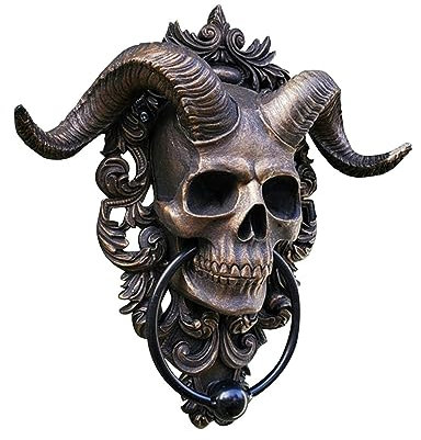 Baoblaze Heurtoir de Porte Tête de Mort Punk Tête de Squelette Suspendu Heurtoir de Porte pour Halloween