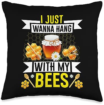Funny Beekeeping Clothing Gifts For Beekeeper Funny Saying Bee Quote Beekeeping Throw Pillow, 16x16, Multicolor